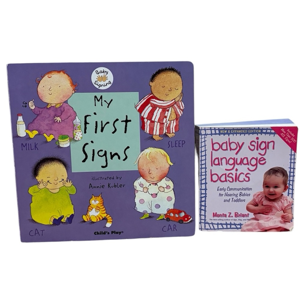 Baby sign language bundle my first signs board book parent education set EUC